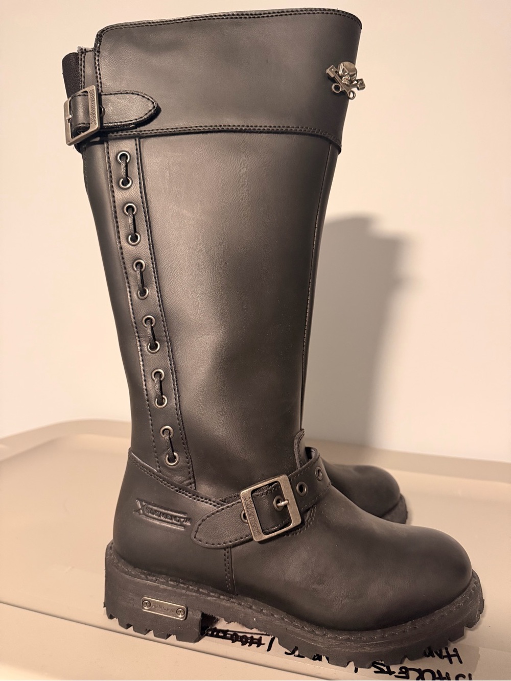 Black Women's Tall Leather Riding Boots
